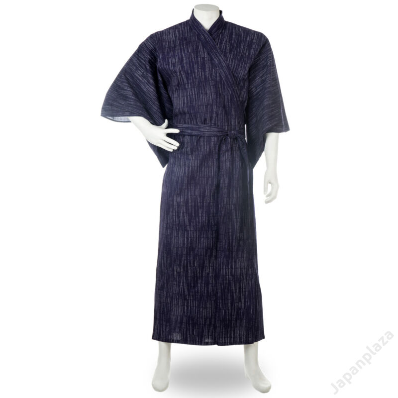 Kasuri dlhé kimono tmavomodré
